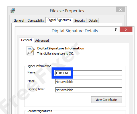 Screenshot of the THX Ltd certificate
